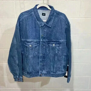 EDWIN Anthropologie Womens Cody Denim Jacket SMALL Blue Moto Grunge 80s Festival